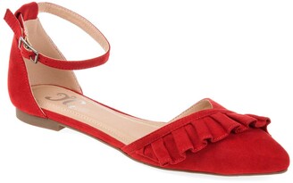 red flat shoes with ankle strap