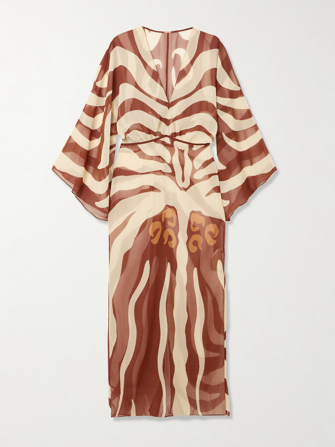 Johanna Ortiz Spiritual Healers Printed Recycled-georgette Maxi Dress - Brown