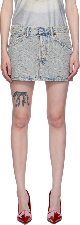 Acne Studios Blue Monogram Denim Miniskirt