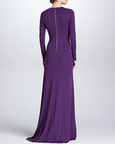 Thumbnail for your product : Elie Saab Sheer-Inset Long-Sleeve Gown, Royal Purple