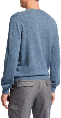 Neiman Marcus Men's Cloud Solid V-Neck Cashmere Sweater