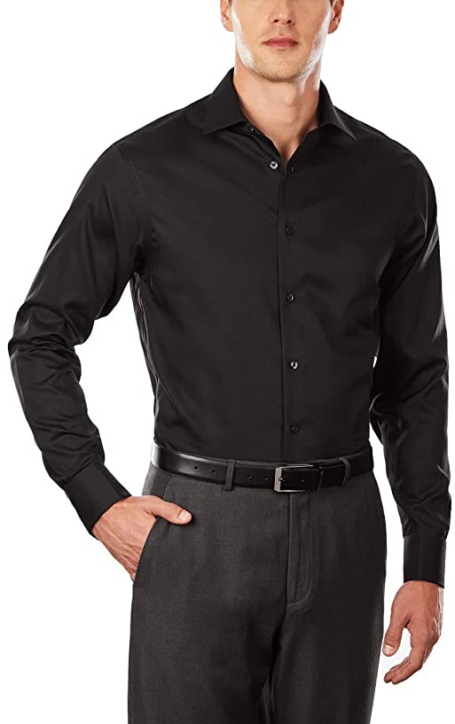 Mens Black Nehru Collarless Victorian Collar French Cuff Dress Shirt DS3002C