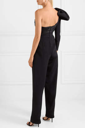 Johanna Ortiz - Love Spell One-shoulder Cutout Silk-faille And Satin Jumpsuit - Black