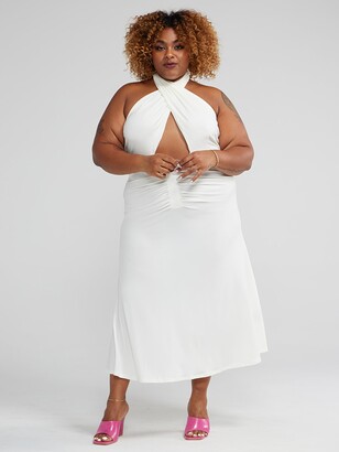 Fashion to Figure Plus Size Crystal Crossneck Midi Dress in White Size 4 -  ShopStyle