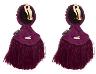 Etro Crystal Embellished Fringed Clip Earrings - Womens - Pink