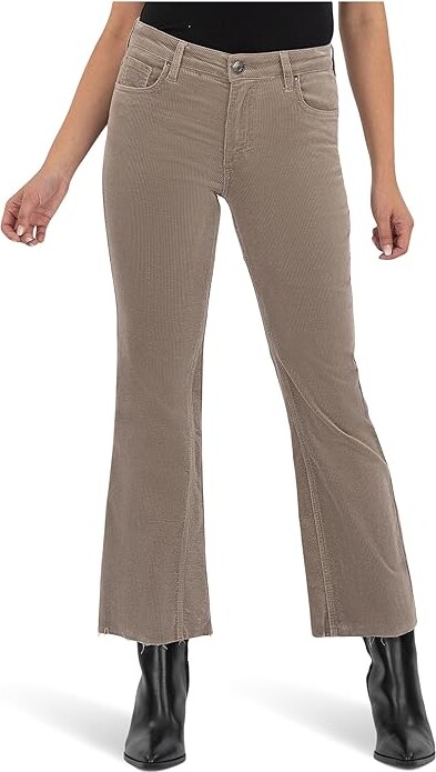 KUT from the Kloth Kelsey Mid Rise Ankle Flare-Inset Leg Women's Jeans Brown : 8 R, Cotton/Denim/Spandex