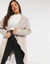 Thumbnail for your product : Forever New curve waterfall wrap coat in mink
