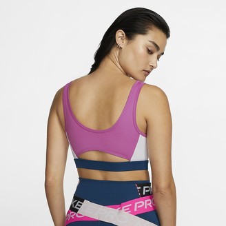 Nike Women's Medium-Support 1-Piece Pad Graphic Sports Bra Swoosh Icon Clash