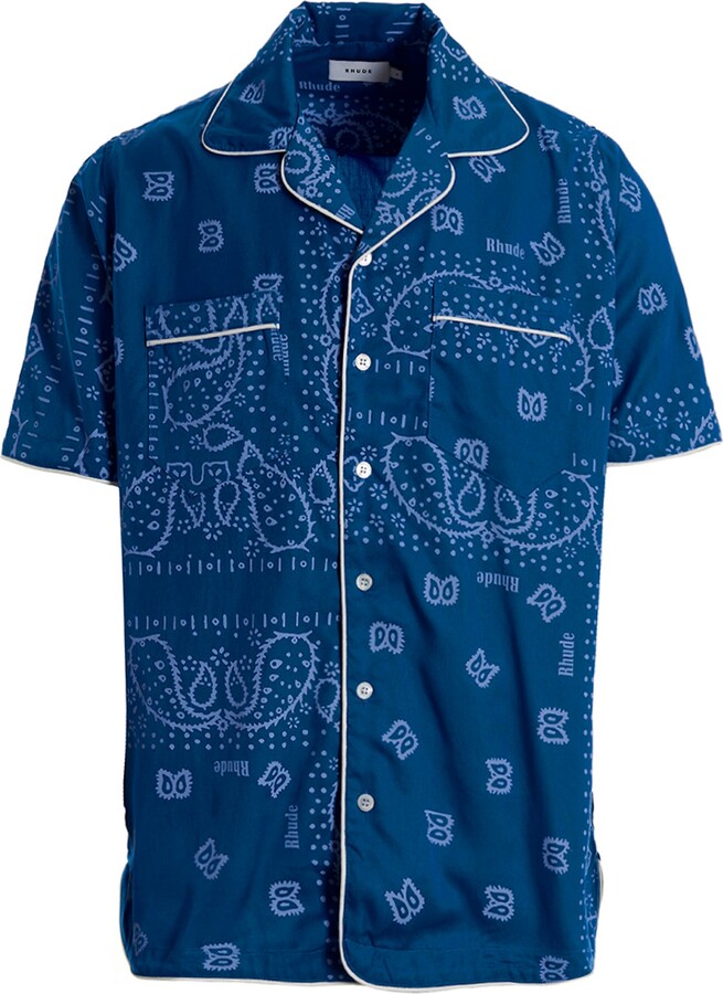 Luna Blue Bandana Luxury Short Sleeve Shirt with Lycra (Size: 16)