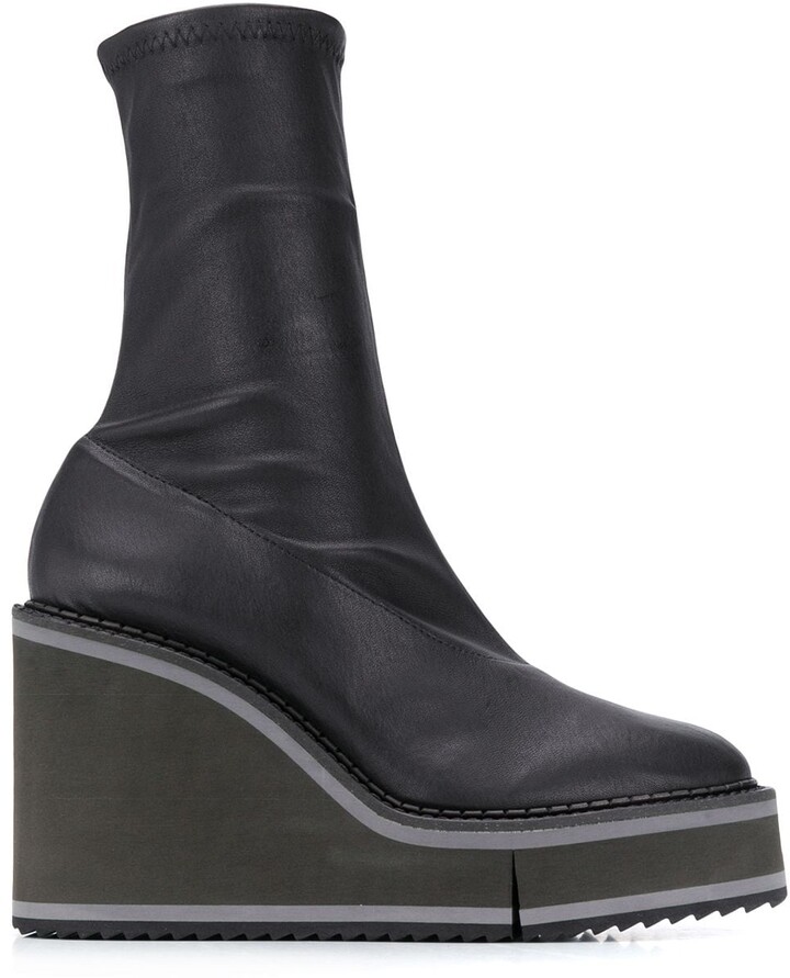 rubber sole wedge boots