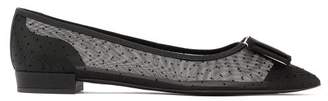 Salvatore Ferragamo Zeri Polka-dot Mesh Flats - Womens - Black