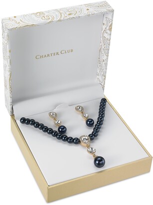 Charter Club Crystal & Imitation Pearl Pendant Necklace & Drop Earrings  Set, Created for Macy's - ShopStyle