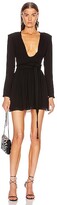 Thumbnail for your product : Saint Laurent Plunging Long Sleeve Mini Dress in Black