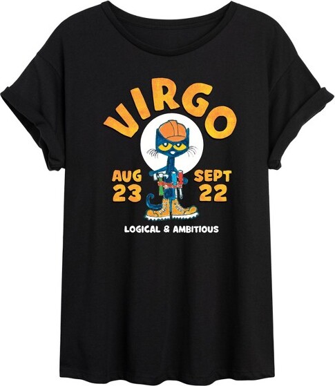 Pete The Cat Women'sPetetheCatVirgoOversizedGraphicT-Shirt-Black-Medium