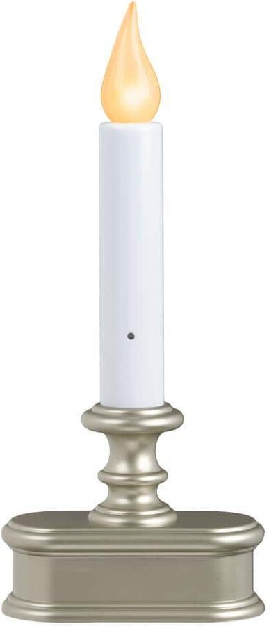 Xodus Innovations 8.75 in. Pewter Amber LED Economy Battery Operated Candle with Base