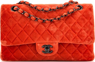 Chanel Coral Orange Quilted Patent Leather Mini Classic Flap Bag
