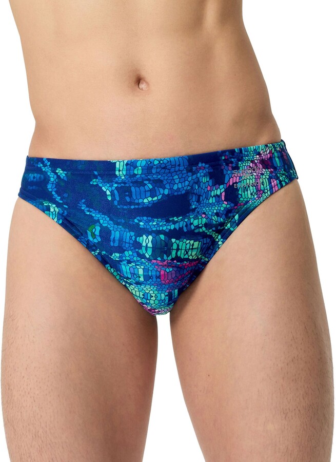 Speedo Men's Printed One Brief Swimsuit, Size 30, Pixel Pool/Navy