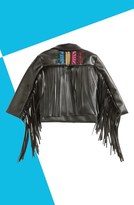 Thumbnail for your product : Salvage MARIA 'Janeesa' Faux Leather Fringe Jacket (Baby Girls & Toddler Girls)