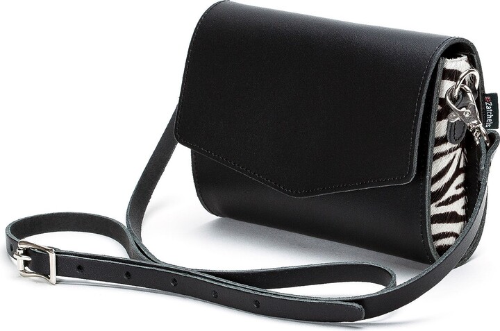 Zatchels Black / White Handmade Leather Clutch Bag - Zebra