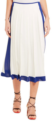Victoria Beckham Georgette-Trimmed Pleated Crepe Midi Skirt