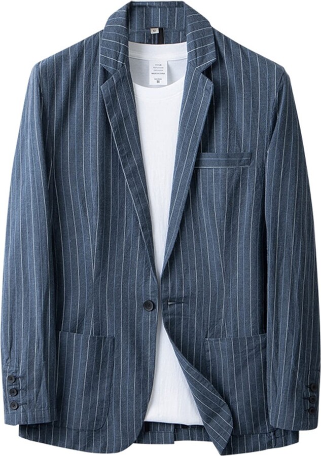 BESTORI Men's Linen Blazer Lightweight Jacket Sport Coat One Button