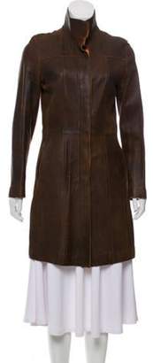 Andrew Marc Leather Knee-Length Coat brown Leather Knee-Length Coat