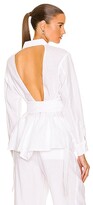 Thumbnail for your product : Marissa Webb Brett Linen U Back Button Down Top in White