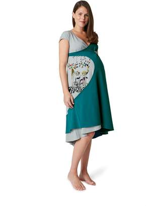 Pretty Pushers Limited Edition Sophie Staerk Cap Sleeve Transition Gown - S - Teal/Light Grey