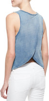 Thumbnail for your product : Neiman Marcus Cusp by Regan Denim Open-Back Top, Light Blue