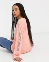 Thumbnail for your product : Monki Klara organic cotton long sleeve jersey top in coral