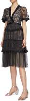Thumbnail for your product : Needle & Thread 'Fortuny' floral embroidered tiered tulle dress