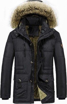 SEFON Mens Winter Warm Thicken Cotton Coat Classic Short Puffer Jacket with Removable Hood 