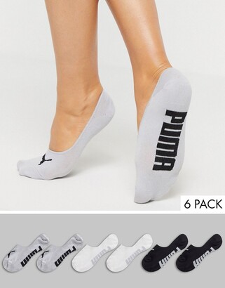 Puma 6 pack invisible sneakers socks in black white and grey - ShopStyle