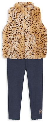 Widgeon Baby's, Little Girl's & Girl's Faux Fur Leopard Print Vest