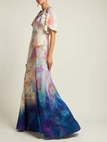 Thumbnail for your product : Peter Pilotto Floral Print Silk Blend Dress - Womens - Blue Multi