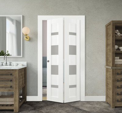 Belldinni Wood and Glass Mirella Bi-Fold Door with Installation Hardware Kit