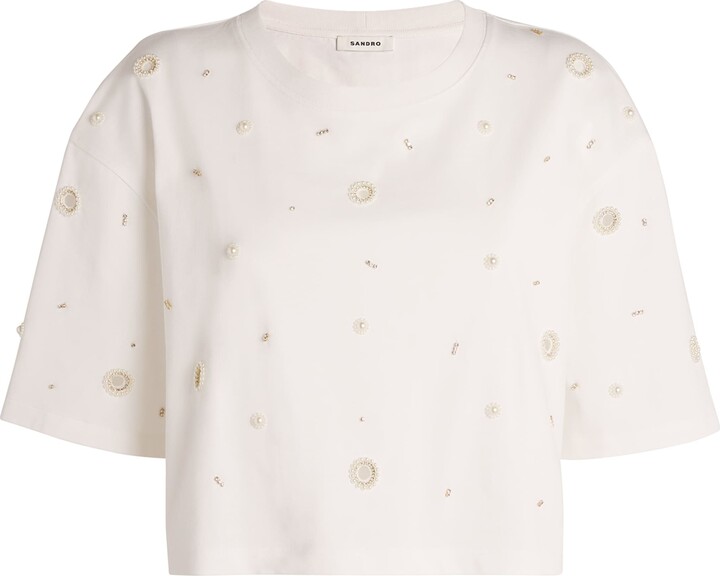 Sandro Paris Cotton Embellished T-Shirt