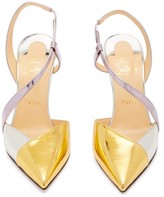 Thumbnail for your product : Christian Louboutin Platina 85 Slingback Leather Pumps - Gold Multi