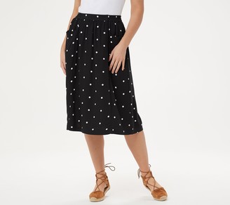 Denim & Co. Pull-On Polka Dot Printed Midi Skirt