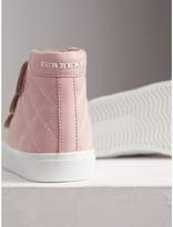 Thumbnail for your product : Burberry Childrens Check-quilted Leather High-top Sneakers
