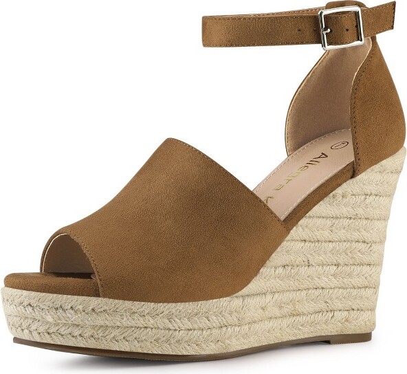 GC Shoes Darline Nude 10 Cross Strap Espadrille Comfort Slide Wedge Sandals