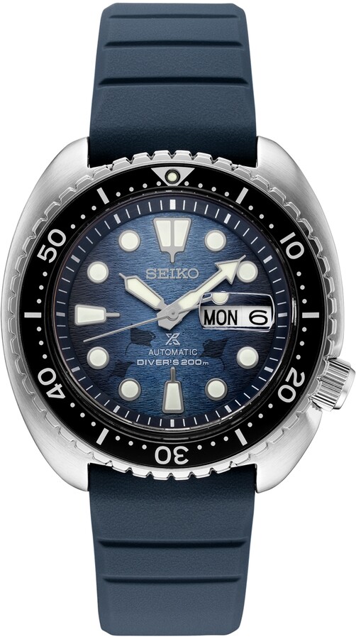 Seiko Men's Automatic Prospex Diver Dark Blue Silicone Strap Watch 45mm