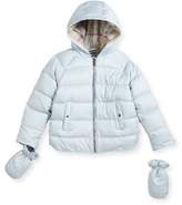 Thumbnail for your product : Burberry Rilla Hooded Raglan Puffer Jacket, Blue, Size 6M-3Y