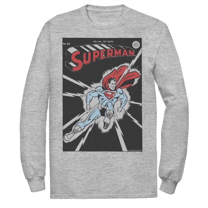 Dc Comics Men's Superman No. 32 Comic Cover Poster Long Sleeve Tee