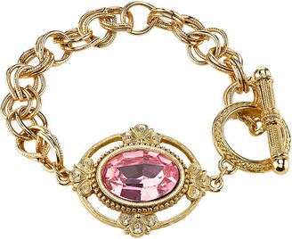 1928 Pink Oval Toggle Bracelet