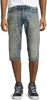 PRPS Distressed Slim-Fit Denim Shorts, Blue