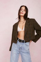 Thumbnail for your product : Nasty Gal Womens Vintage Oversized Cropped Tweed Blazer - Beige - S