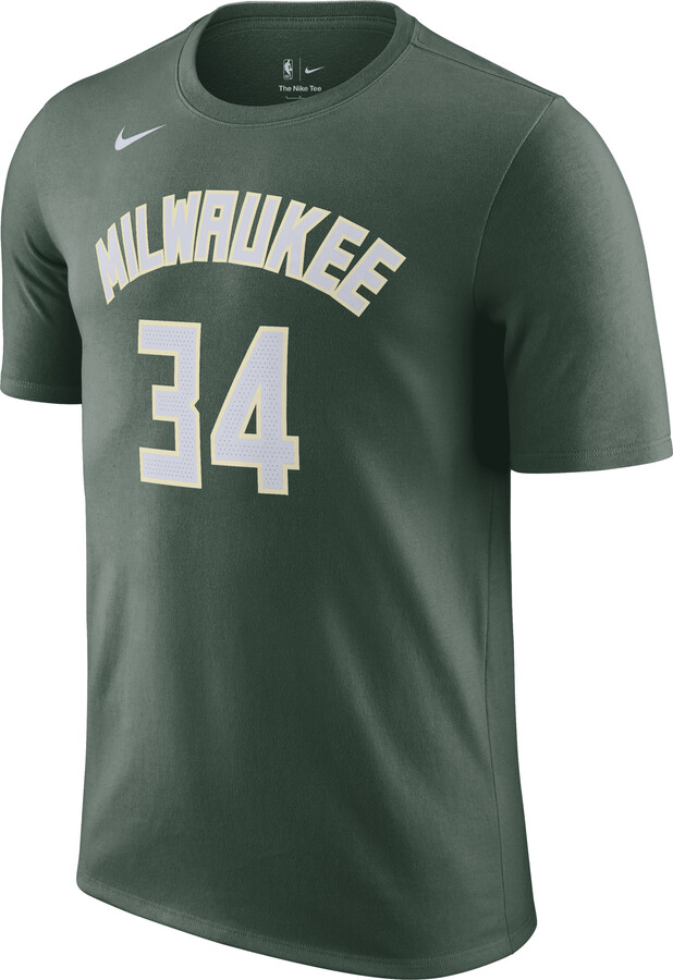 Giannis Antetokounmpo Milwaukee Bucks Nike Icon 2022/23 Name & Number T- Shirt - Hunter Green