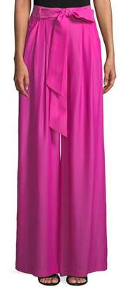 Milly Natalie Wide-Leg Pant with Self-Tie Belt