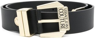 Versace Jeans Couture Engraved-Logo Leather Belt